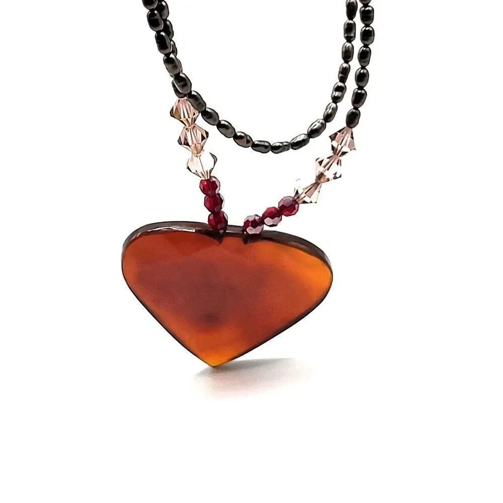 Carnelia Heart Dyed Cultured Baroque Pearls Sterling Silver Clasp 16in